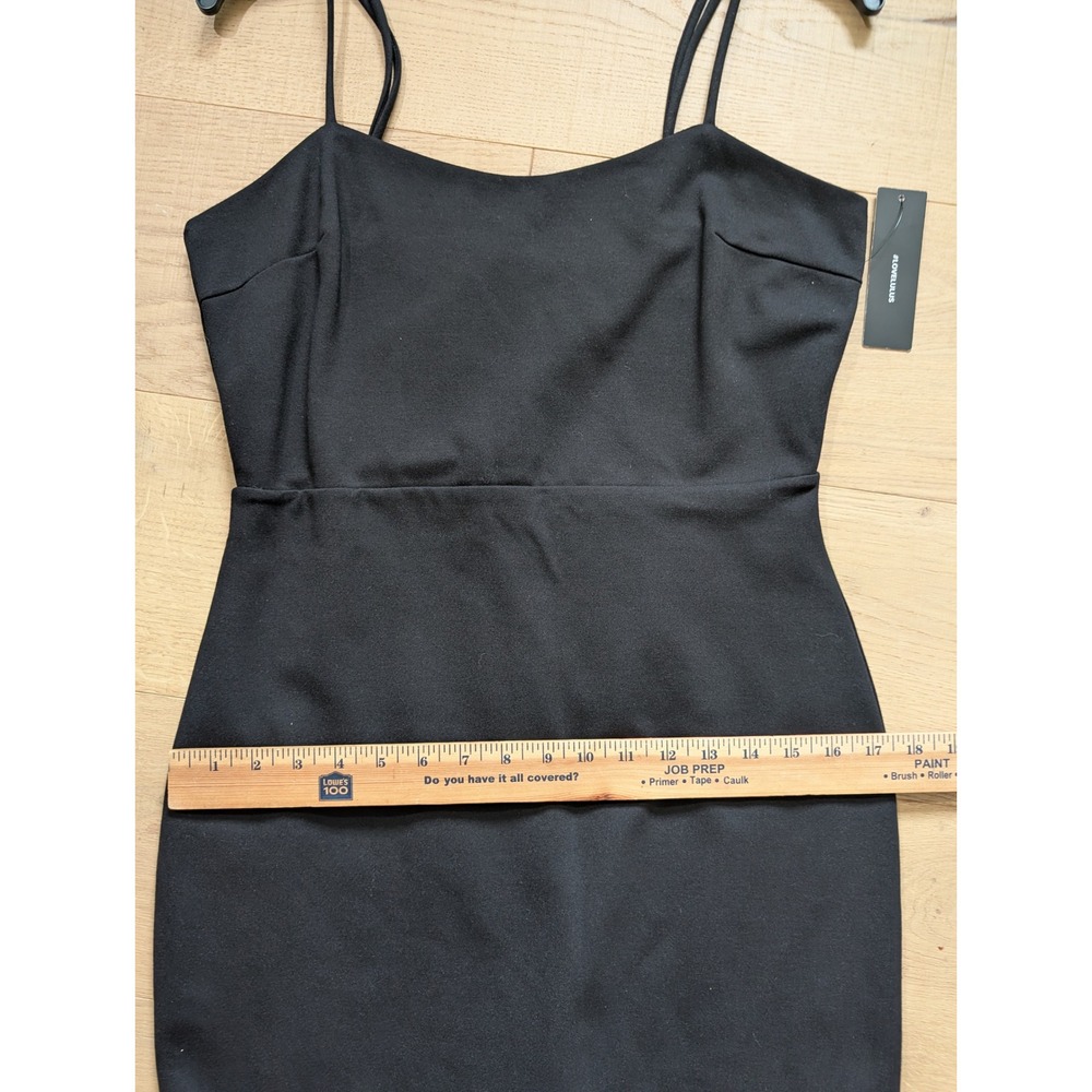 Lulus Little Black Mini Dress‎ Ruffle Hem Bodycon Spaghetti Strap Party size L - Picture 8 of 8